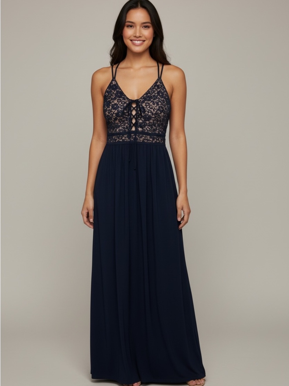 Night Way Collections Navy Blue Lace Sequin Women's Top